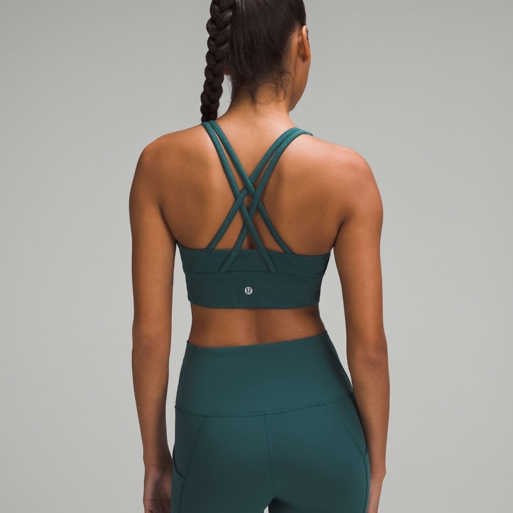 Lululemon energy longline ribbed bra - medium support - B-D Cups in Storm Teal